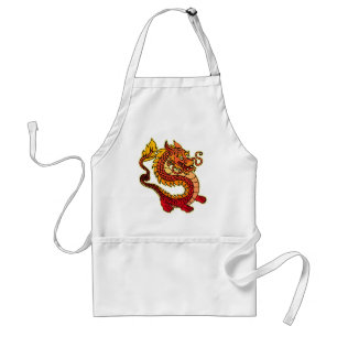 Tablier chinois rouge de BBQ de dragon
