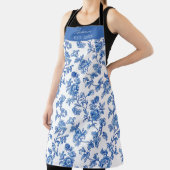 Tablier Chinoiserie bleu et blanc Nom personnalisé (Insitu)