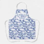 Tablier Chinoiserie Blue White Florals Cuisine Bénédiction (Recto)