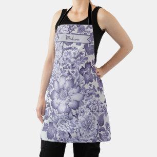 Tablier Chinoiserie Florale Personnalisée Vintage Violet