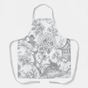 Tablier Chinoiserie Toile Dragon Fleur de Cerisier Ornemen
