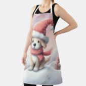 Tablier Chiot de Noël mignon avec un chapeau de Père Noël (Insitu)