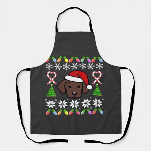 Tablier Chiot Labrador Chocolat Noël Santa Géant (Recto)