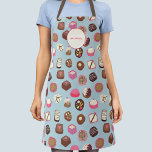 Tablier Chocolat Bonbons Confiserie Nom personnalisé<br><div class="desc">Délicieux chocolat et confiserie motif plein de douceurs et de tentations ! Customisez en modifiant le texte et la couleur arrière - plan.</div>