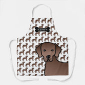 Tablier Chocolat Labrador Retriever Cartoon Chien et nom (Recto)