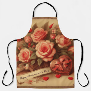 Tablier Chocolats et fleurs de la Saint-Valentin vintage