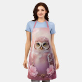 Tablier Chouette à terrière rose (Porté)