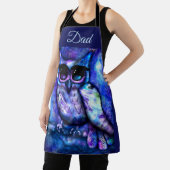 Tablier Chouette Abstraite Whimsical Big Eyed Bleu pourpre (Insitu)