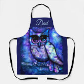 Tablier Chouette Abstraite Whimsical Big Eyed Bleu pourpre (Recto)