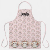 Tablier Chouette Boho Kawaii Illustration rose (Recto)