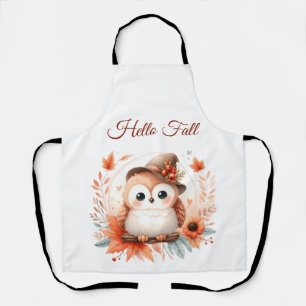 Tablier Chouette d'automne mignonne assise sur une branche
