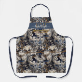 Tablier Chouette de forêt enchantée blanc gris personnalis (Recto)