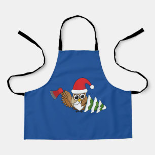 Tablier Chouette de Noël avec renard et pin