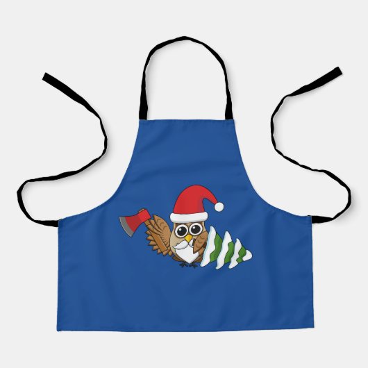 Tablier Chouette de Noël avec renard et pin (Recto)