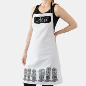 Tablier Chouette noir et blanc nom personnalisé (Insitu)