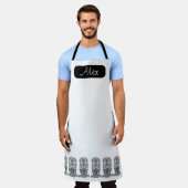 Tablier Chouette noir et blanc nom personnalisé (Porté)