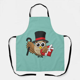 Tablier Chouette sophistiquée avec boîte de chocolat cardi