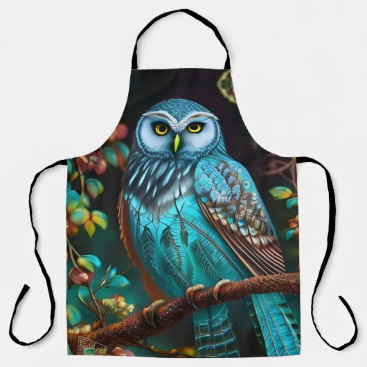 Tablier Chouette turquoise (Recto)