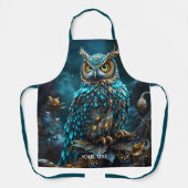 Tablier Chouette Turquoise en laiton Imaginaire (Recto)