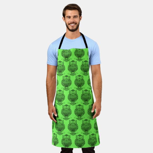 Tablier Chouette (vert néon) - Apron (Porté)