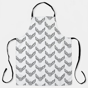 Tablier Chouette volante tribale noire et blanche