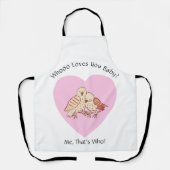 Tablier Chouettes mignonnes Saint Valentin Qui T'Aime Bébé (Recto)