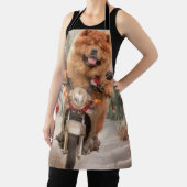 Tablier Chow Chow Chien chevauchant la moto Noël (Insitu)
