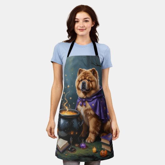 Tablier Chow Chow Chien Peinture Whimsical Halloween (Porté)