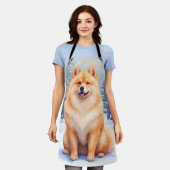 Tablier Chow Chow Cour de pierre enneigé Noël Art (Porté)