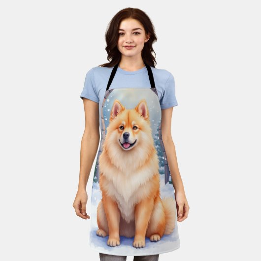 Tablier Chow Chow Snowy Stone Courtyard Christmas Art (Porté)