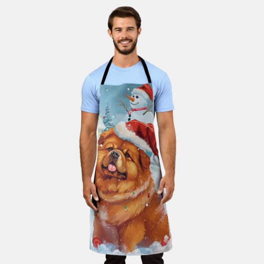 Tablier Chow Chow Winter Wonderland Noël Joie (Porté)