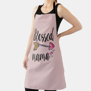 Tablier chrétien rose fléché Mama bénie pour fille