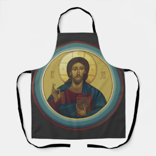 Tablier Christ Pantocrator byzantin Mosaïque Art Rond