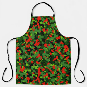 TABLIER CHRISTMAS CAMO MOTIF ROUGE ET VERT
