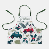 Tablier Christmas Cars Design | Custom Name Kids Apron (Recto)