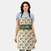 Tablier Christmas Cheer Apron with Deer and Trees (Porté)