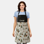 Tablier Christmas Chickens and Roosters Farmyard Winter (Porté)