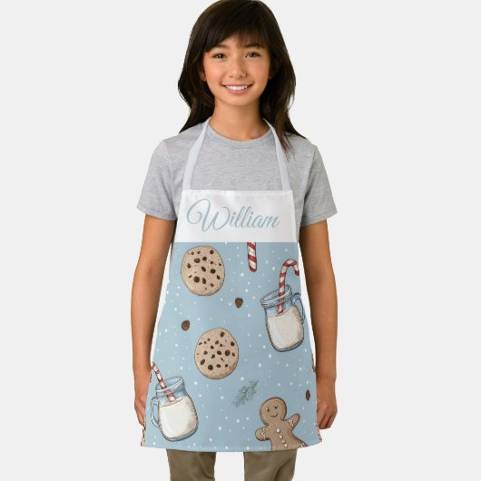 Tablier Christmas Cookies & Milk Kids Apron | Custom Name (Insitu)