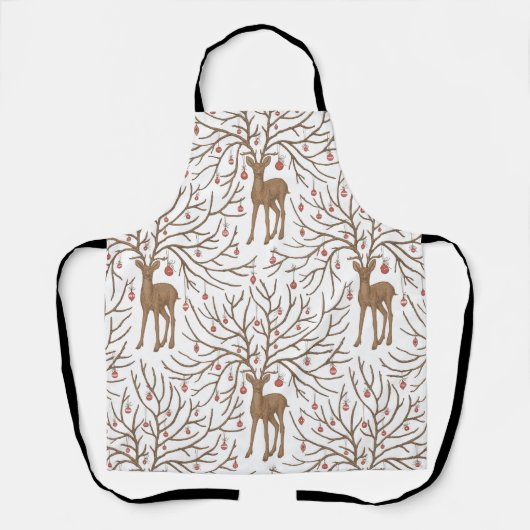 Tablier Christmas deer on white (Recto)