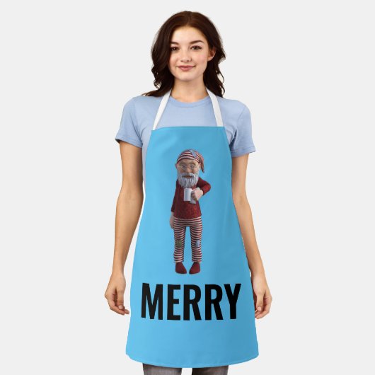 TABLIER CHRISTMAS GNOME ELF MERRY APRON (Porté)