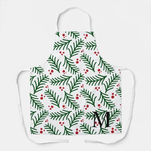 Tablier Christmas Greenery Berries INITIAL Modern Holiday (Recto)