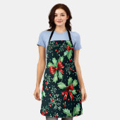 Tablier Christmas Holly Berry Motif (Porté)