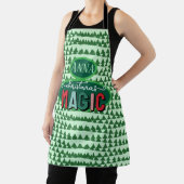 Tablier Christmas Magic Calligraphy Green Pine Trees Funky (Insitu)
