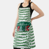 Tablier Christmas Magic Calligraphy Green Pine Trees Funky (Insitu)