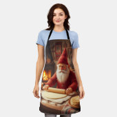 Tablier Christmas Norwegian Nisse Making Lefse, Apron (Porté)