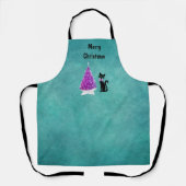 Tablier Christmas Pink Silver Tree Star Rug Black Cat Teal (Recto)