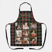 Tablier Christmas Plaid Custom Gold Photo Collage Family (Recto)