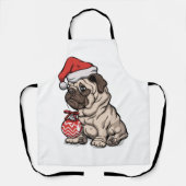 Tablier Christmas Pug cute hat cartoon (Recto)