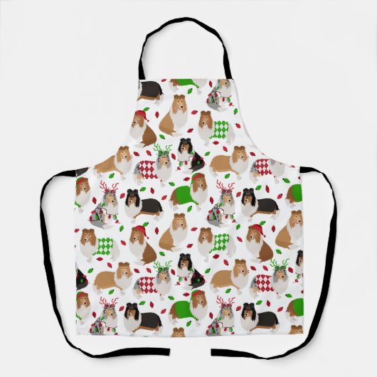 Tablier Christmas Rough Collie Apron (Recto)