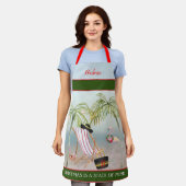 Tablier Christmas Think Beach Palm Trees Flamant rose (Porté)